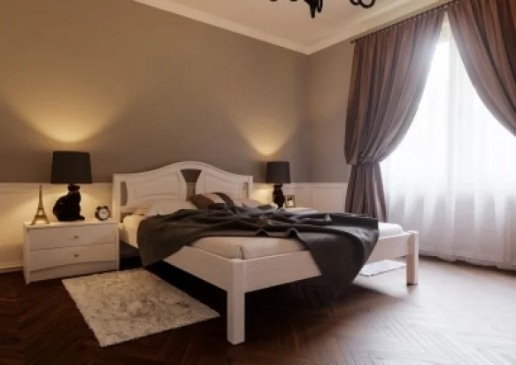 Ліжко двоспальне дерев'яне ЧДК Італія масив Вільха