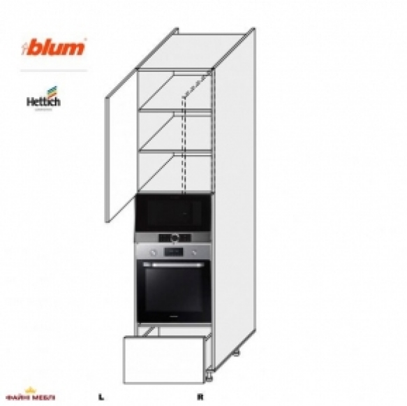 Пенал правий духовка+мікрохвильовка 60ПДМ1ШХ/2320 Pro Blum+Hettich Міленіум WG