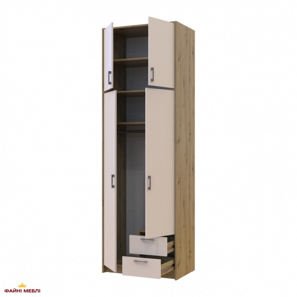 Шафа для одягу Дорос Ронді кашемір з високою антресоллю 2 дверна 82 см 0