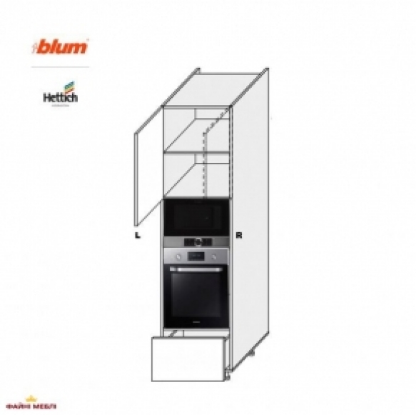 Пенал правий духовка+мікрохвильовка 60ПДМ1ШХ/2140 Pro Blum+Hettich Міленіум WG