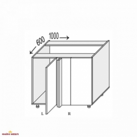 Секция нижняя правая УголН 90° 1000х600/820 1дв Миллениум WG