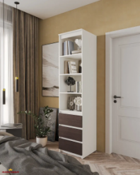 Шафа Морелі Т219 білий/венге темний з полицями та шухлядами 50 см