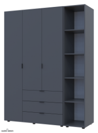 Шафа Дорос Гелар графіт з Етажеркою 3-х дверна 154,4 см