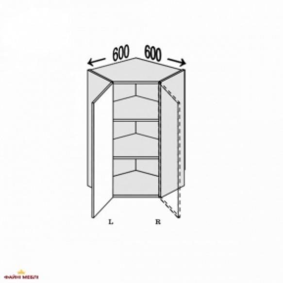 Секция верхняя правая УголВ 45° 600х600/900 1дв Миллениум WG