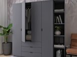 Шкаф Дорос Гелар четырёхдверный с этажеркой Графит 193 см