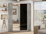 Угловой шкаф-купе 1,3 м ДСП с зеркалом и цветным стеклом