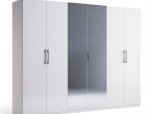 Шкаф 6дв с зеркалом Миромарк Фемели 6 дверный белый глянец 270 см
