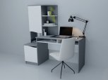 Компьютерный стол Gaston Интарсио Белая Аляска/Графит 155 см
