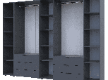 Шкаф Дорос Гелар графит с Этажеркой 6 дверной 270,7 см