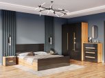 Модульная спальня Afina/Афина Киевский Стандарт Дуб Аппалачи/Чёрный глянец