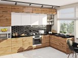 Модульная кухня Хай-тек з деревяной текстурой