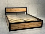 Кровать LOFT 160×200 + подъёмный механизм Дуб Сонома / Чёрный мат MebliRoMax 2