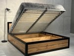 Кровать LOFT 160×200 + подъёмный механизм Дуб Сонома / Чёрный мат MebliRoMax 0