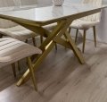 Стол кухонный раскладной золотые ножки Джем Lars / Ларс 150-190 см 2