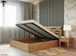 Кровать деревянная Лев Зевс с подьемным механизмом и нишей для белья массив Бук 1
