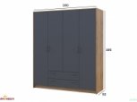 Шафа Doros Ронді 4-дверна з шухлядами 160 см Дуб Артізан / Графіт 2