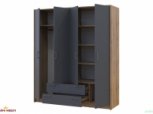 Шафа Doros Ронді 4-дверна з шухлядами 160 см Дуб Артізан / Графіт 0