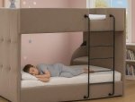Кровать двухьярусная детская мягкая Городок Флаффи с подъемным механизмом 3