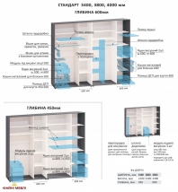 Шкаф-купе 4м ДСП из 4-х частей крашеный высокий четырехдверный глянец