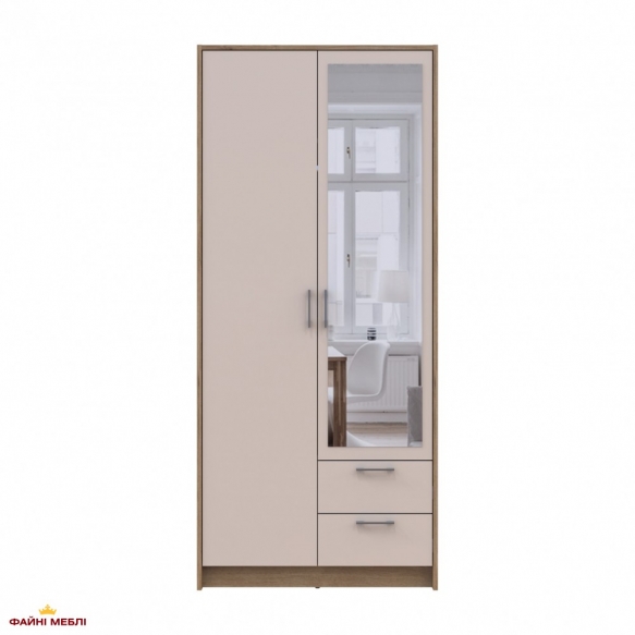 Шафа для одягу Дорос Ронді кашемір з дзеркалом 2 дверна 82 см 2