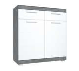 Комод 2дв 2шх Сокме Флорес Сосна фигурная / Белый глянец