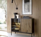 Комод Сенто / Sento K104 з підсвіткою Чорний/дуб вотан Perfect Home ширина 103 см.