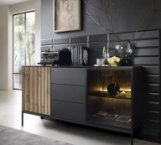 Комод Сенто / Sento KSZ154 з підсвіткою Чорний/дуб вотан Perfect Home ширина 153 см.