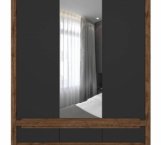 Шкаф с зеркалом SZF2D1M3S BRW Poland Ruso 3 дверный черный 179 см