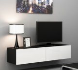 Тумба под ТВ Vigo/Виго RTV140 Чёрный мат/Белый глянец Cama Ширина 140 см