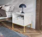 Тумба прикроватная Белый/Золотые ножки S54 Nova