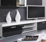 Тумба ТВ белый/черный глянец Samba