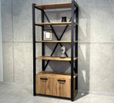 Стелаж LOFT 900 2д Дуб Сонома / Чорний мат MebliRoMax