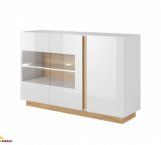 Комод з вітриною Арко / Arco 3D2W/138 Білий/Білий глянець/Дуб грандсон