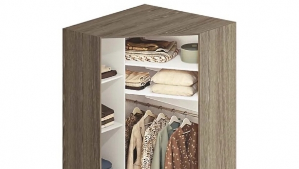 Угловой шкаф-купе 1,3 м ДСП с зеркалом и цветным стеклом 2