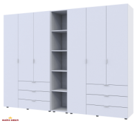 Шафа для одягу Дорос Гелар білий 6 дверна з пеналом 292,4 см