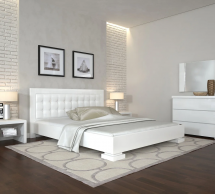 Кровать деревянная с мягкой вставкой ArborDrev Монако Белый Сосна / Бук