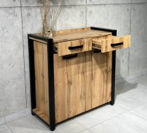 Тумба LOFT 2ш2д Дуб Сонома / Чёрный мат MebliRoMax