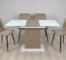 Стол обеденный Stoun / Стоун Интарсио Белая Аляска / Латте Раскладной 100/135 см