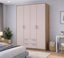 Шкаф Doros Ронди 4-дверный с ящиками 160 см Дуб Артизан / Кашемир