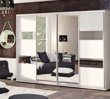Шкаф-купе с зеркалом Комфорт мебель Модель-3 белый 4 дверный 400 см
