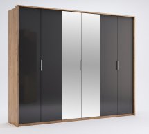 Шафа 6дв із дзеркалом Міромарк Луна 6 дверна дуб крафт 275 см