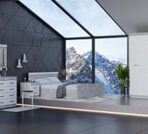 Модульная спальня Mirta/Мірта Киевский Стандарт Бетон ателье/Нимфея альба