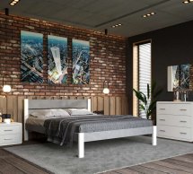 Кровать деревянная с мягкой вставкой ArborDrev Лофт 2 Сосна / Бук