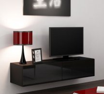 Тумба под ТВ Vigo/ Виго RTV140 Чёрный/Чёрный глянец Cama Ширина 140 см