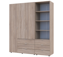 Шкаф для одежды Дорос Гелар дуб сонома 3-х дверный с пеналом 176,2 см