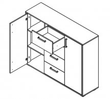 Комод KOM2D4S Прайм Кашемір / Чорний