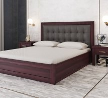 Ліжко дерев'яне Лев Мадрид 50 з підйомним механізмом і нішею для білизни масив Бук