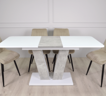 Стіл Torino White / Торіно Аляска Інтарсіо Біла аляска РЕ/Індастріал Розкладний 140/180 см