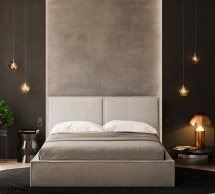 Мягкая кровать двуспальнаям Шик Галичина Лея с подъемным механизмом и нишей для белья