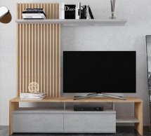 Стенка Нео 2 Дуб крафт золотой / Бетон стайл